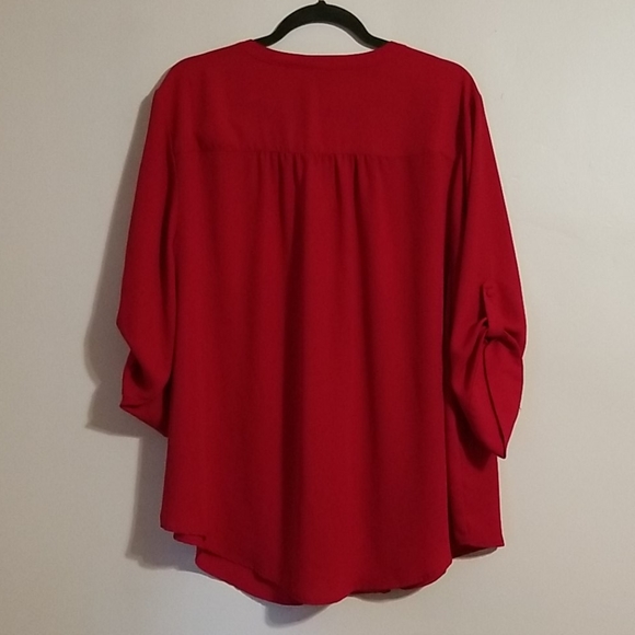 Plus Sized: Red Torried Blouse - Picture 2 of 2